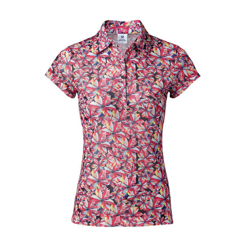 Kacie Mesh Cap SS Polo Black Damen