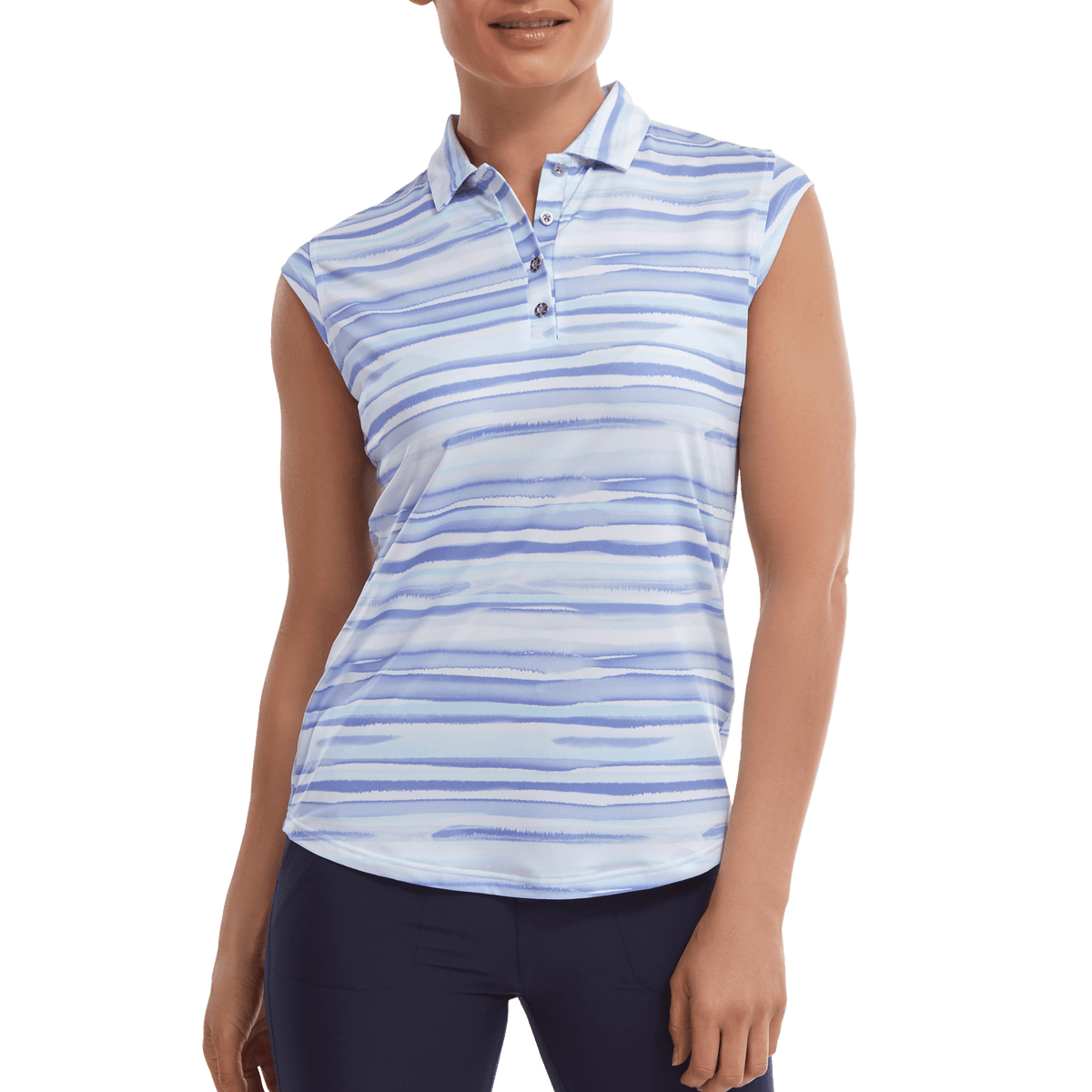 Footjoy Polo Cap Sleeve Watercolour Print Lisle Damen