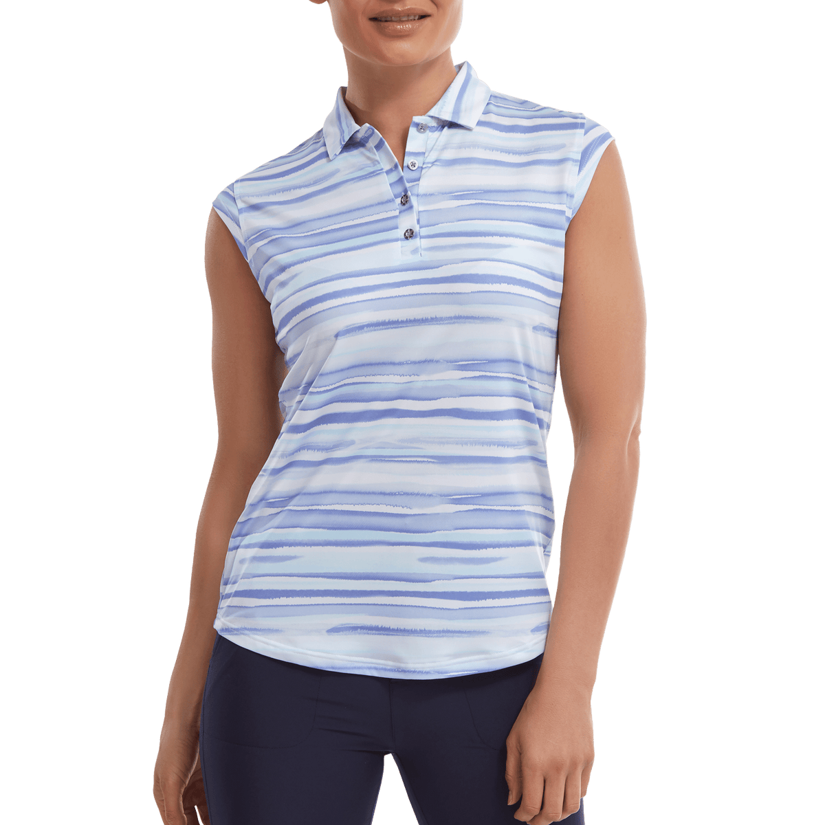 Cap Sleeve Watercolour Print Lisle Polo