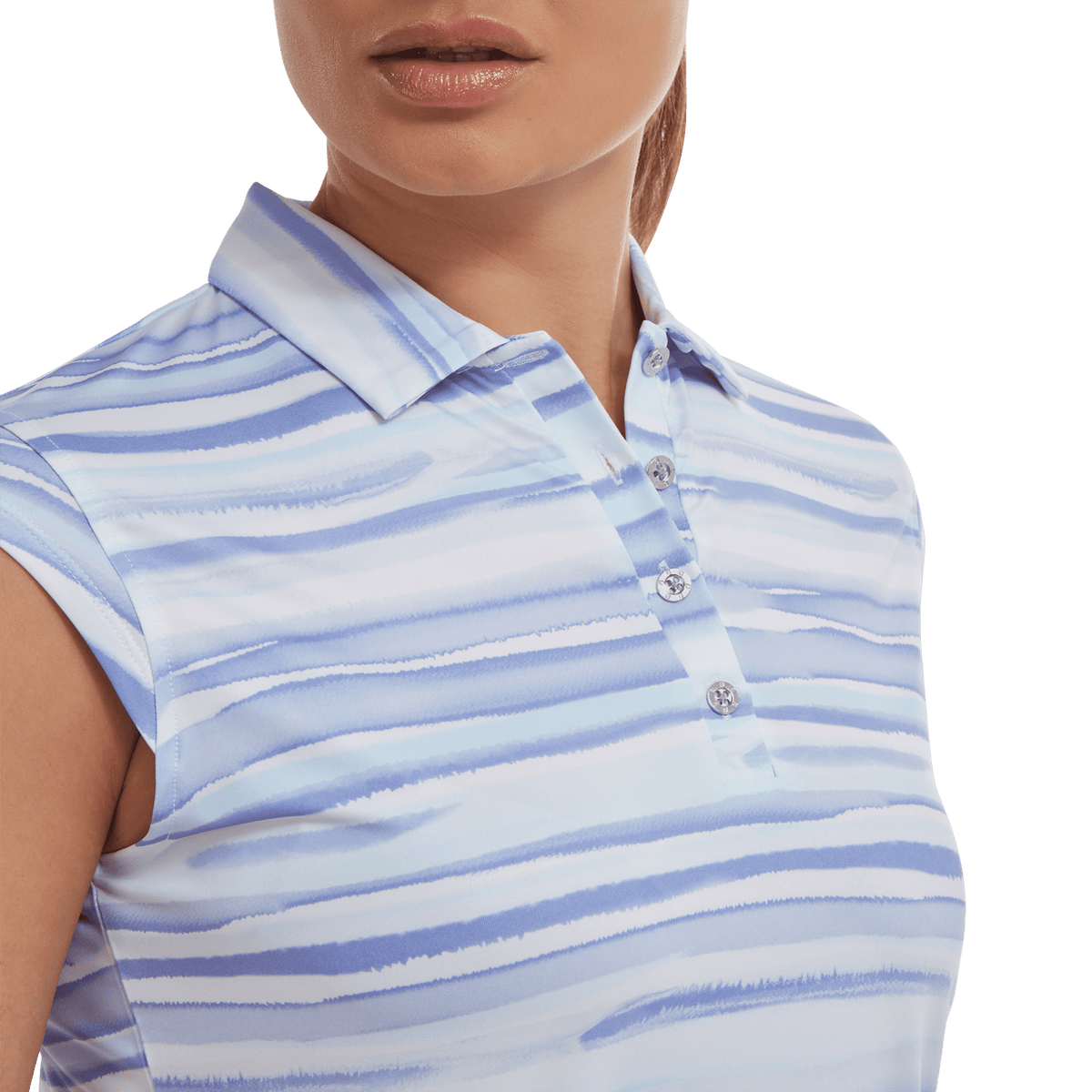 Cap Sleeve Watercolour Print Lisle Polo