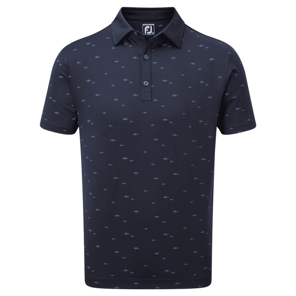School of Fish Print Lisle Polo