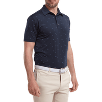 School of Fish Print Lisle Polo