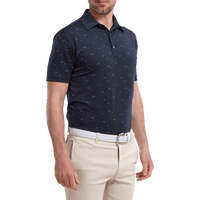 Footjoy School of Fish Print Lisle Polo Herren