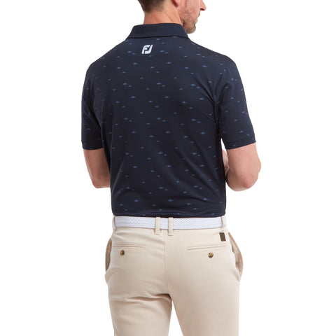 School of Fish Print Lisle Polo Herren
