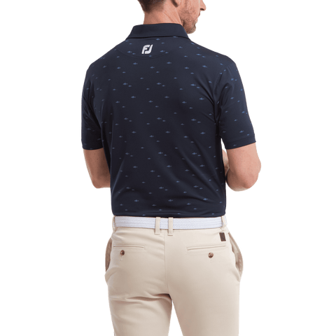 School of Fish Print Lisle Polo
