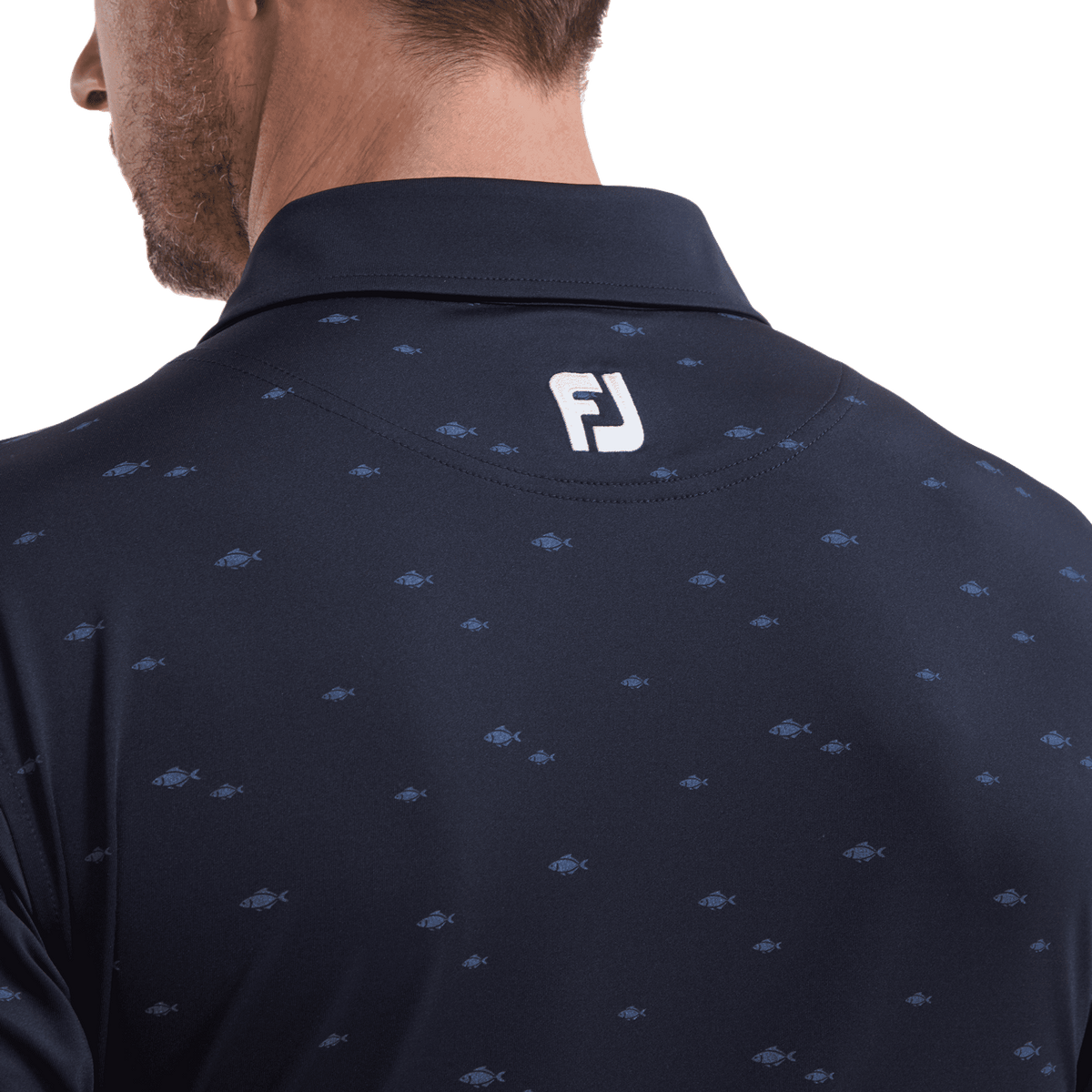 School of Fish Print Lisle Polo