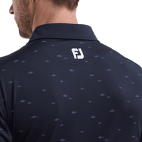 School of Fish Print Lisle Polo