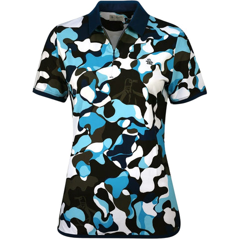 Abstract Printed Poloshirt Damen