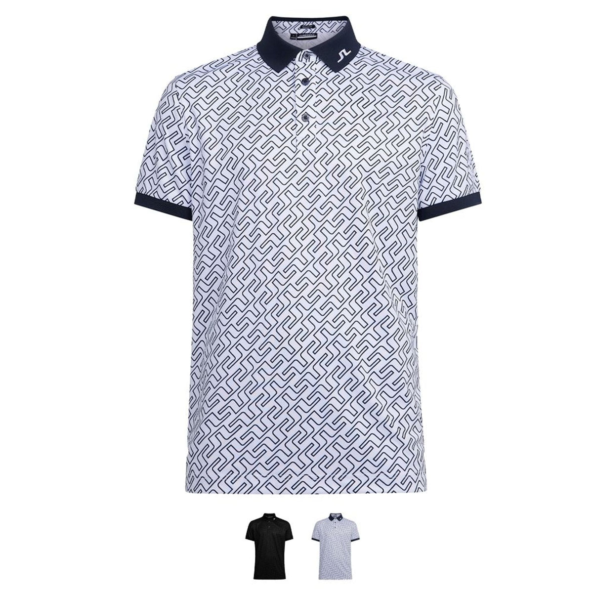 J. Lindeberg M Tour Tech Reg Fit Print Polo JL Navy Bridge Mono Herren