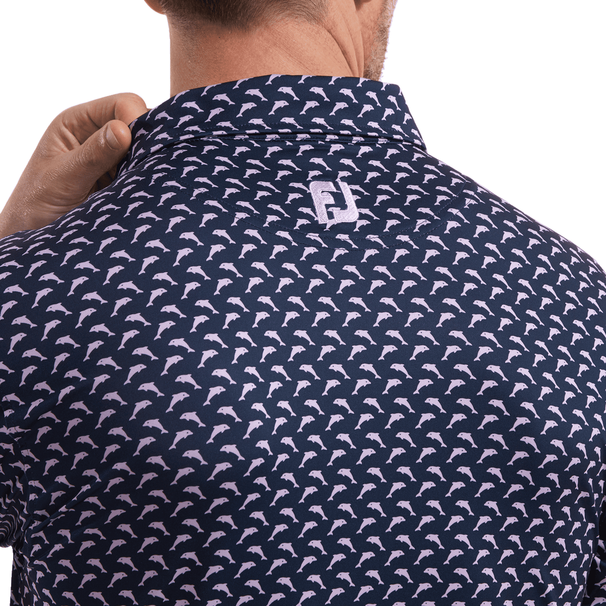 Footjoy Leaping Dolphins Polo Print Lisle Herren