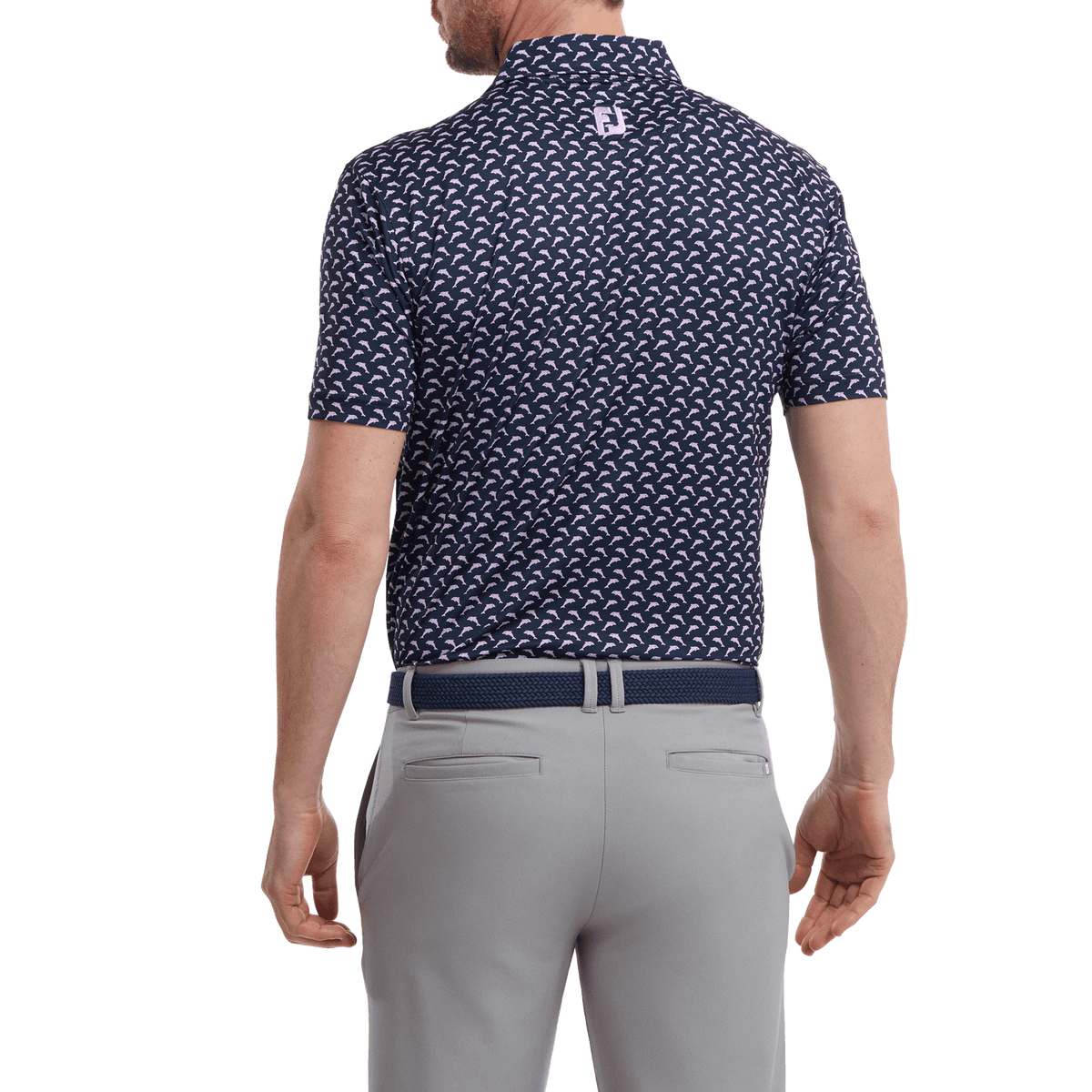 Footjoy Leaping Dolphins Polo Print Lisle Herren