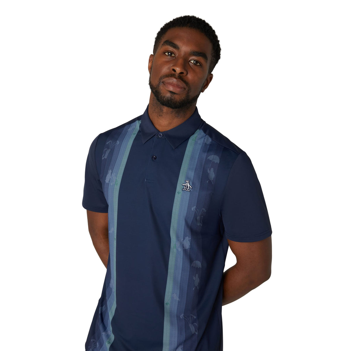 Original Penguin Pete'S Vertical Colour Block Print Polo Herren