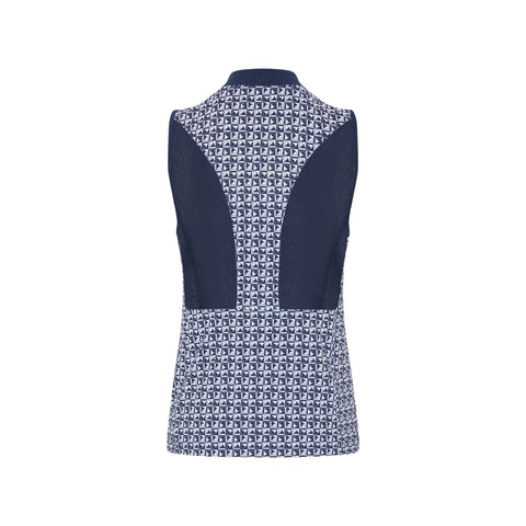 Sleeveless Geo Printed Meshback Polo