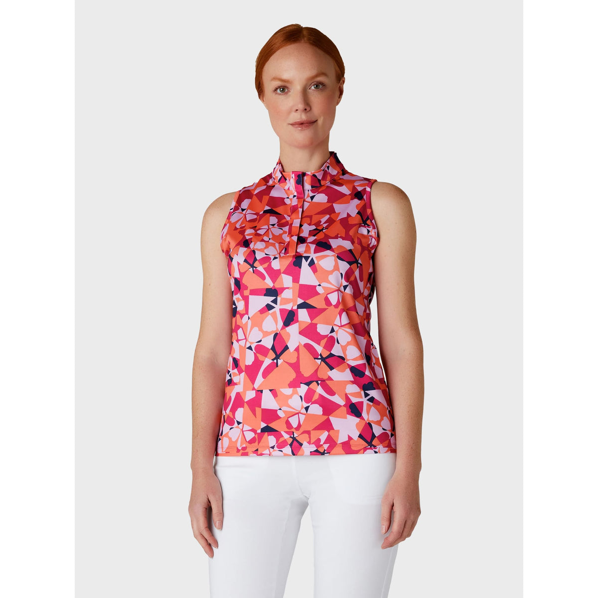 Geometric Floral Sleeveless Shirt