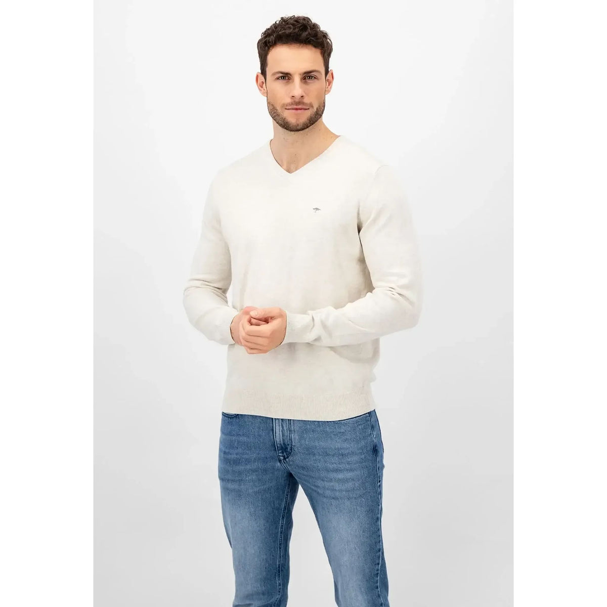 Fynch Hatton V-Neck Pullover HE / Steel / 3XL Herren