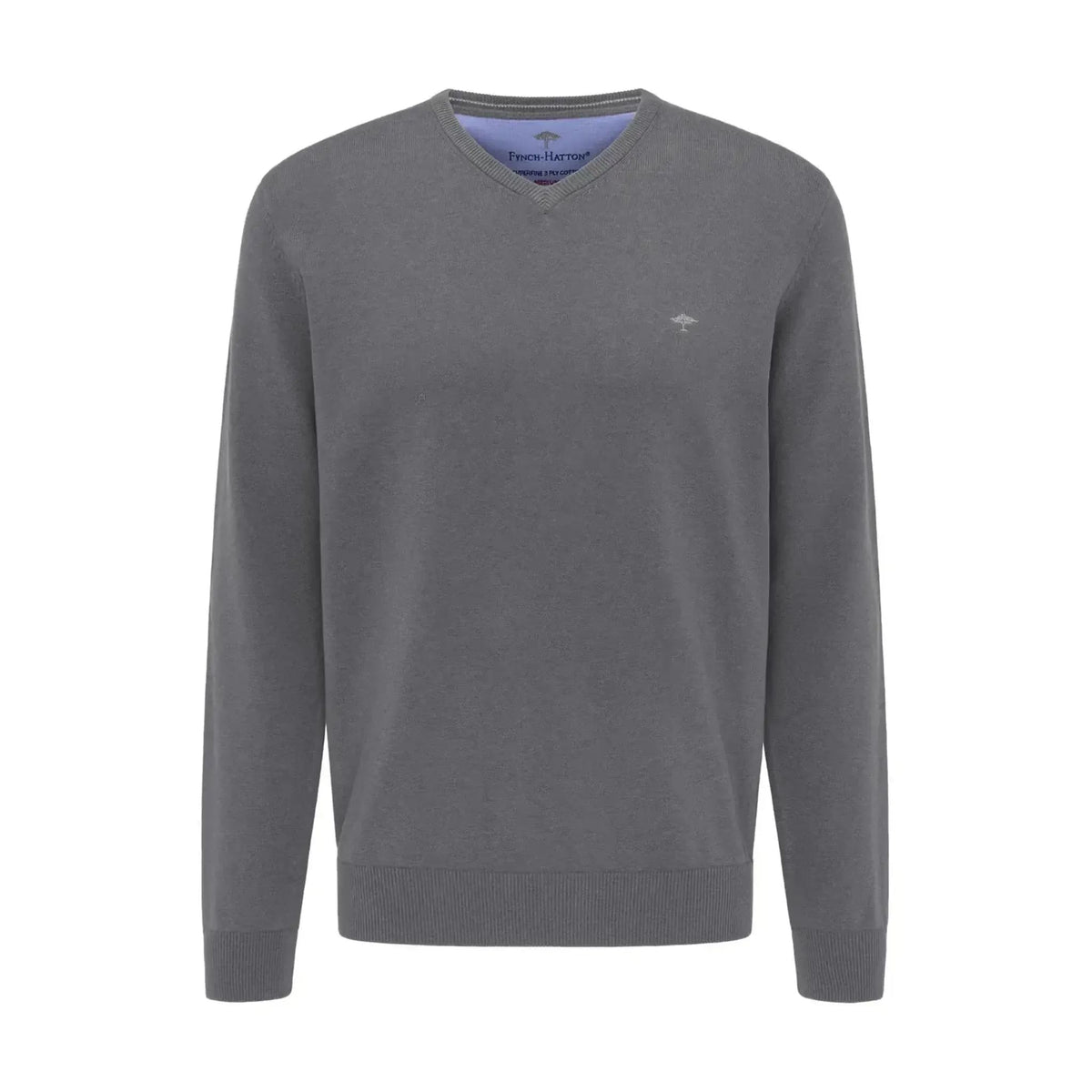 Fynch Hatton V-Neck Pullover HE / Steel / 3XL Herren