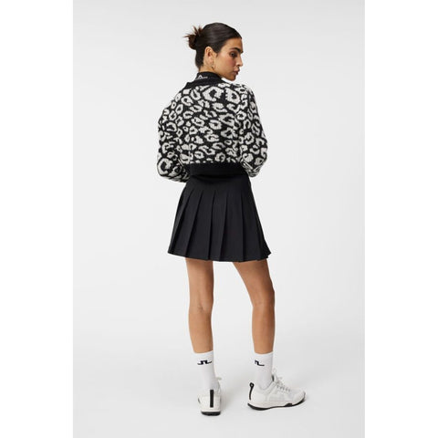 W Mallory Cropped Cardigan Leo-Print Black/White
