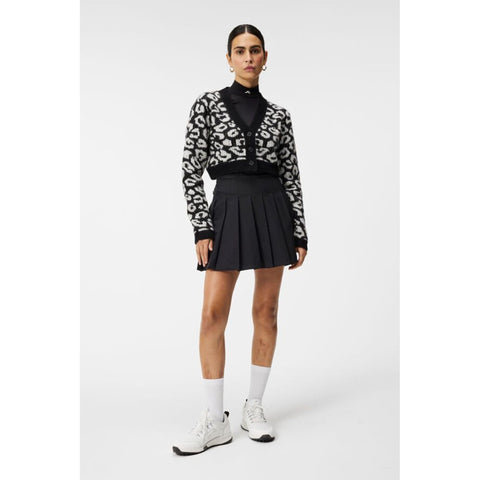 W Mallory Cropped Cardigan Leo-Print Black/White