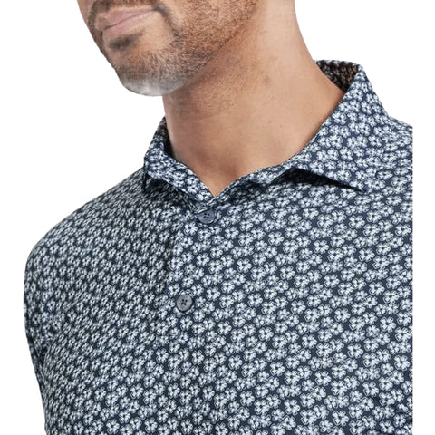 Floral Sketch Print Lisle Polo Herren
