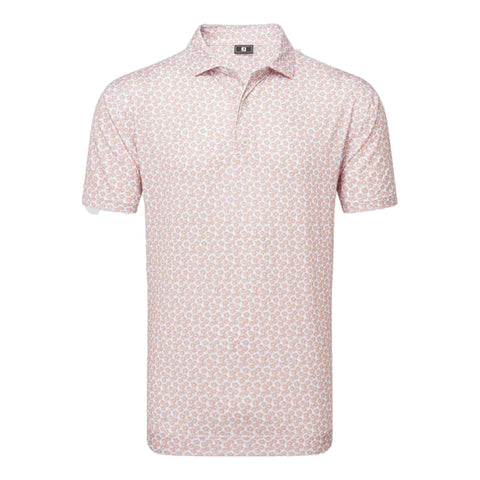 Floral Sketch Print Lisle Polo Herren