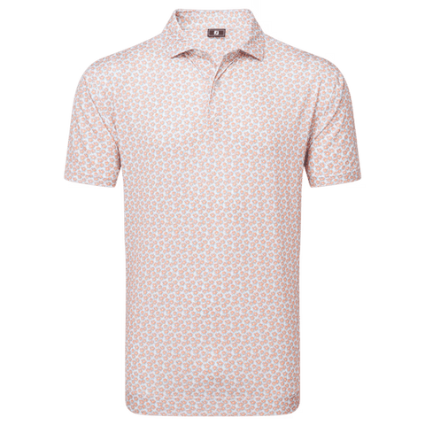 Floral Sketch Print Lisle Polo Herren