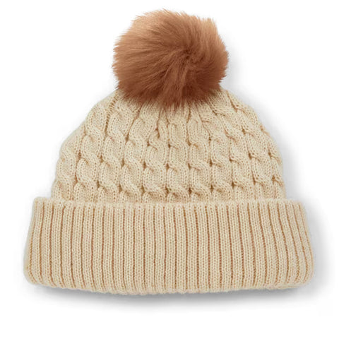 Cable Knit Pom Pom