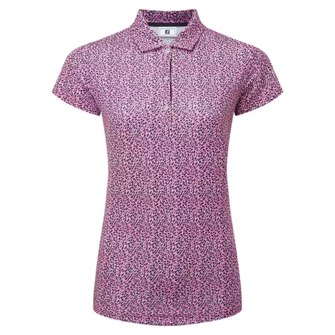 Animal Print Cap Sleeve Lisle Polo