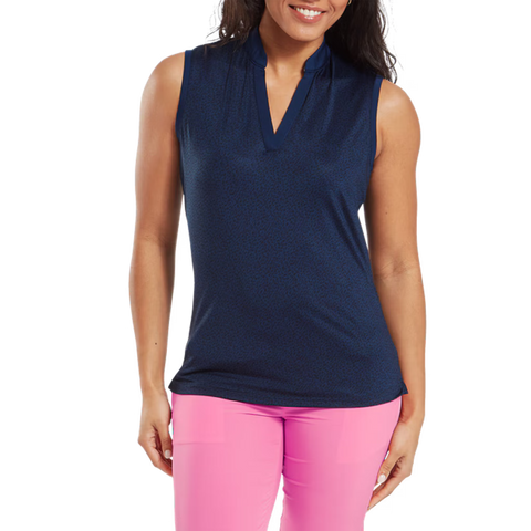 Animal Print Sleeveless Lisle Polo