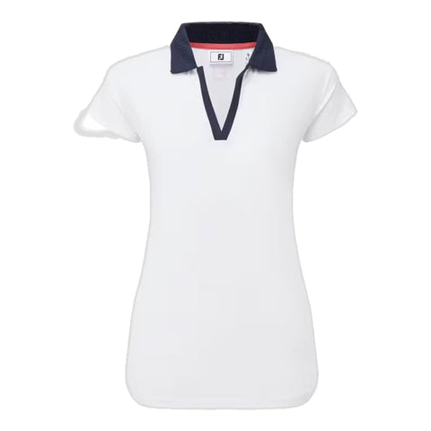 Cap Sleeve Print Trim Lisle Polo Damen