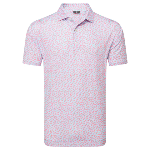 Floral Sketch Print Lisle Polo Herren