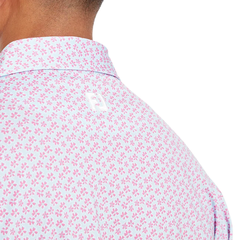 Floral Sketch Print Lisle Polo Herren