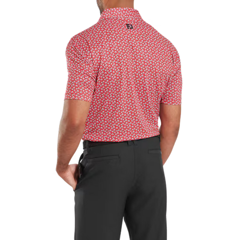 Floral Sketch Print Lisle Polo Herren