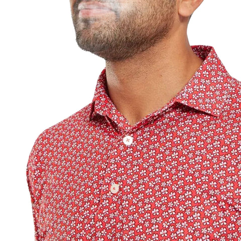 Floral Sketch Print Lisle Polo Herren