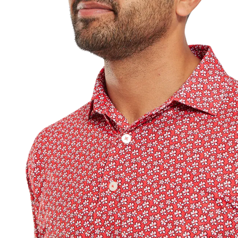 Floral Sketch Print Lisle Polo Herren