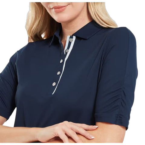 Half Sleeve Ruched Lisle Polo Damen