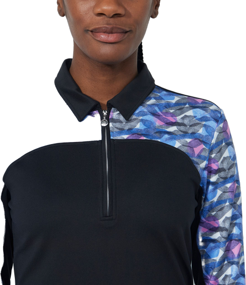 Print Peach Poloshirt Damen