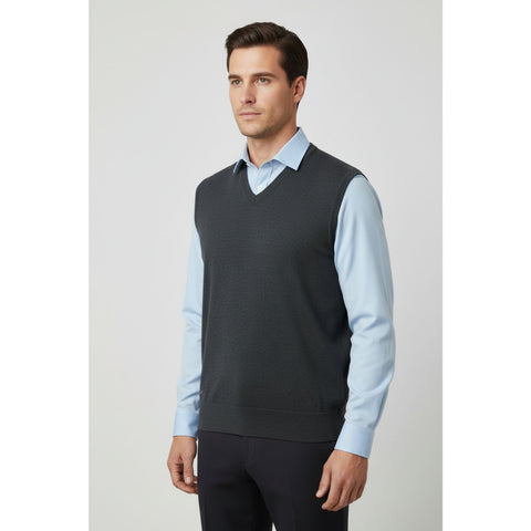 50:50 Merino V Neck Slipover Jeans (Blue) S Herren