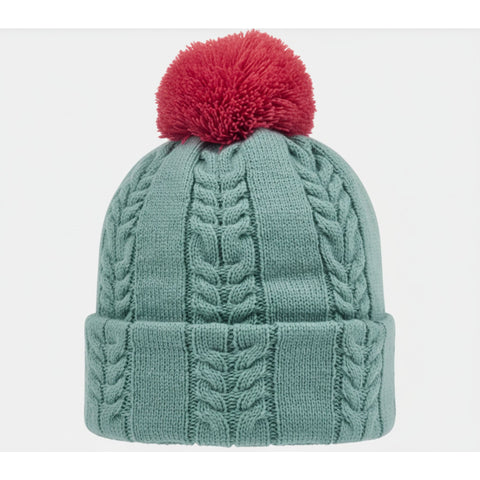 Haube Bobble Cableknit Grau/Pink Damen One Size Damen