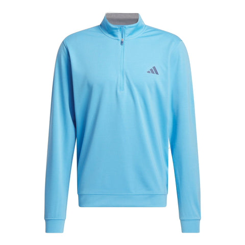 Hellblauer Adidas Herren Sweatshirt mit halbem Reißverschluss und Markenlogo