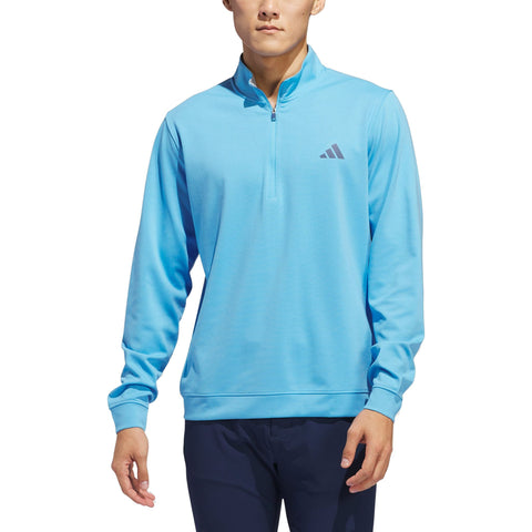 Blauer Adidas Herren Sweatshirt mit halbem Reißverschluss und Sportlogo