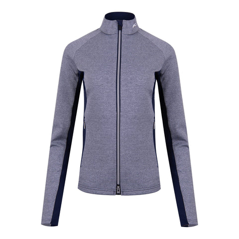 Graue Sportjacke mit schwarzen Seitenstreifen und durchgehendem Reißverschluss