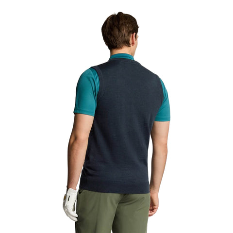 Merino Blend Knitted V-Neck Vest Herren