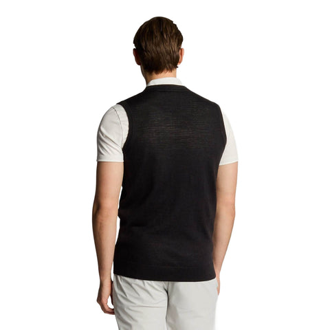 Merino Blend Knitted V-Neck Vest Herren
