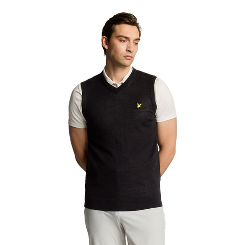Merino Blend Knitted V-Neck Vest Herren