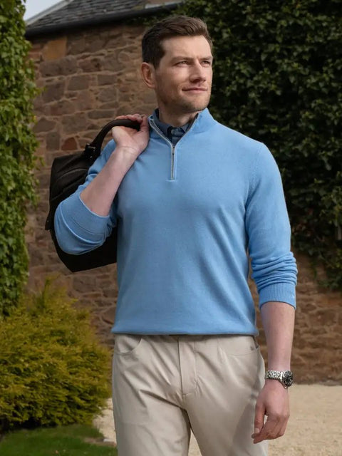 Premium Luxe Cashmere 1/4 Zip Pullover Herren