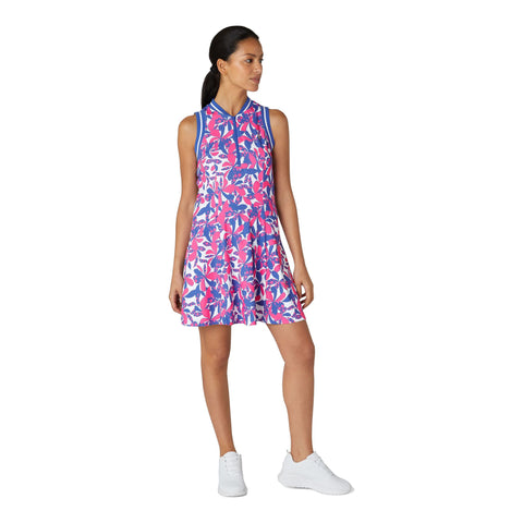 Floral Printed Zip Golfkleid Damen