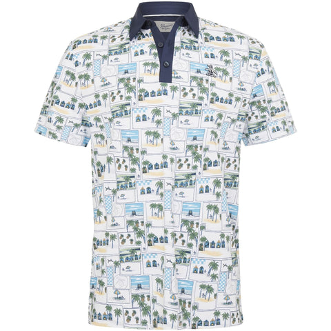 Beach Club Print Poloshirt Herren