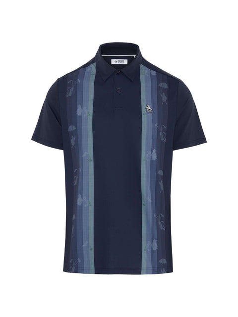 Pete'S Vertical Colour Block Print Polo Herren
