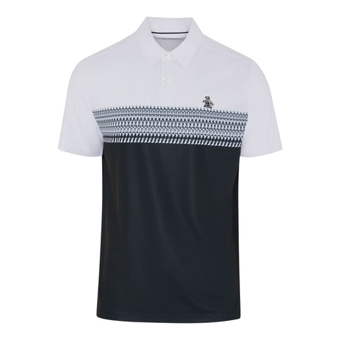 Engineered Novelty Stripe Blocked Print Polo Herren