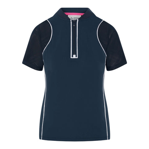 Mesh Sleeve Frontzip Shirt Damen